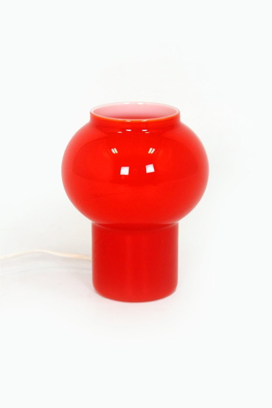 Image 1 of Vintage Red Glass Table Lamps attributed to Štěpán Tabery, Former Czechoslovakia, 1970s, Set of 2