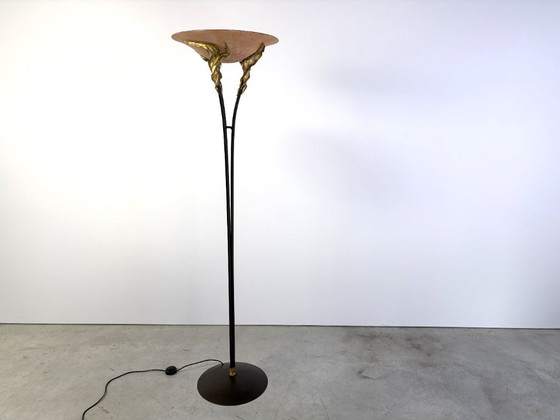 Lampada da terra stile Art Déco di Ligne D, anni '80 – Lampade da terra, Vetro, Metallo (photo 4 of 15)