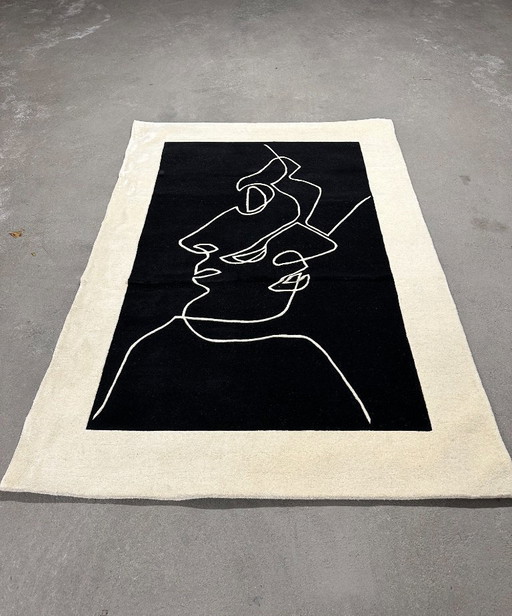 Handwoven rectangular Scandinavian wool rug