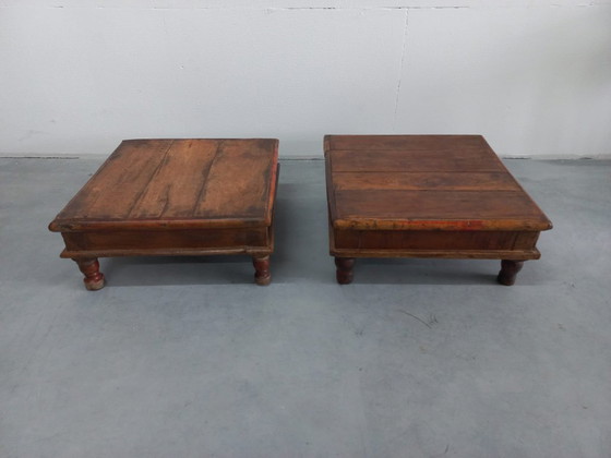 Image 1 of Table d'appoint vintage Bajot Indian low styling tray side table