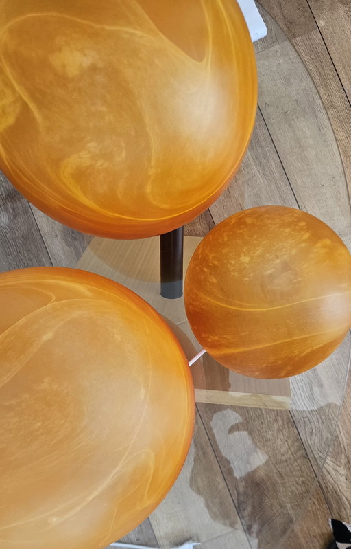 2 grote Marslampen van Honsel 30cm van glas