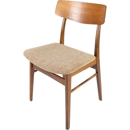 Vintage teak en lichte stoffen stoel Denemarken 1960
