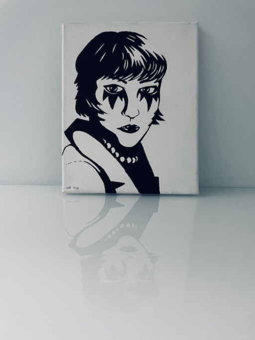 Loek Vugs expressive portrait on canvas 24 x 30 cm