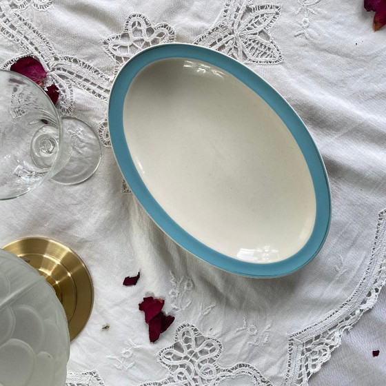 Image 1 of Ravier petit plat de service faïence ancienne Boch et Frères Kéralux bleu 