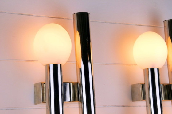 Image 1 of Tre applique in metallo cromato, di Sciolari , Italia 1970