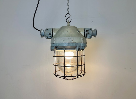 Image 1 of Industrial Bunker Ceiling Light with Iron Cage from Elektrosvit, 1970s