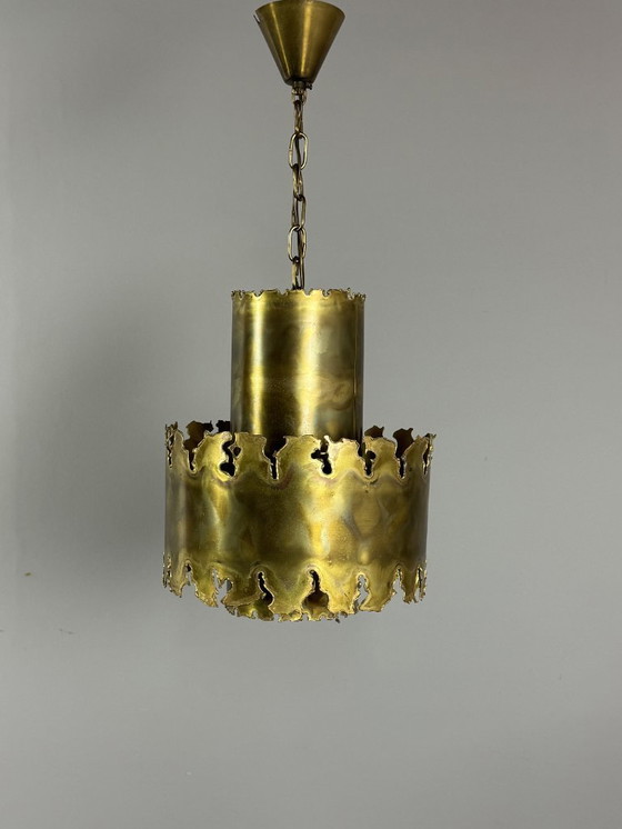 Image 1 of Brutalist Brass Pendant Lamp, Model 6407 by Svend Aage Holm-Sørensen for Holm Sørensen, Denmark, 1960s