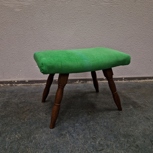 60er Jahre Vintage Ottomane neu gepolstert grün Ottomane