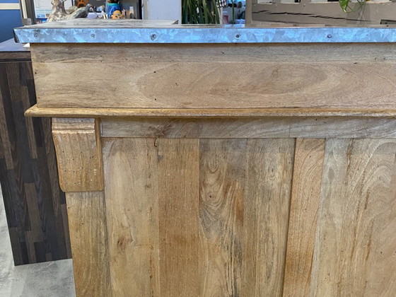 Image 1 of Mobili da bar antichi e autentici, stile vintage, bancone da bistrot, rovere e zinco, anni '50