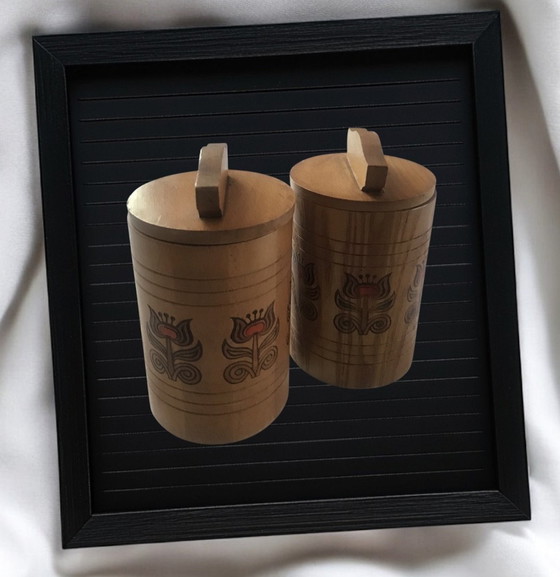 Image 1 of Wooden box with lid Soviet Russian handicraft