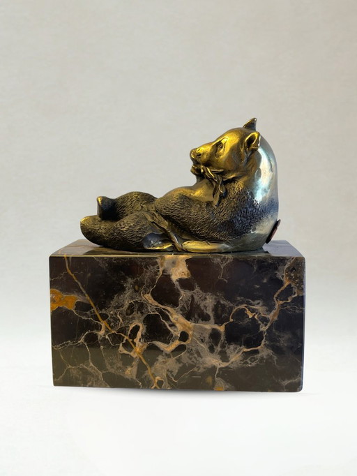 Sculpture Panda en bronze Art Déco – signé Milo – socle marbre