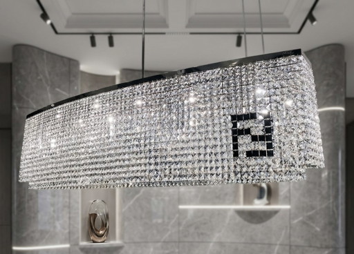 Fendi Casa kristallen kroonluchter – FF logo – exclusieve design hanglamp