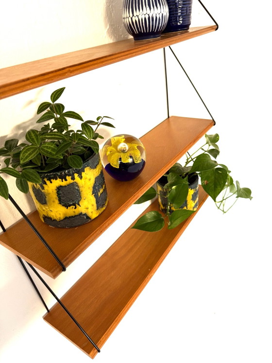 Vintage beech wood shelving unit, WHB Germany ‘60, Metal, Brown (photo 6 of 9)