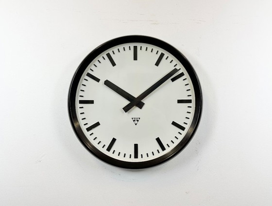 Image 1 of Large Industrial Bakelite Factory Wall Clock from Pragotron, 1960s