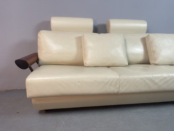 Divano paesaggistico Frighetto in pelle crema italiana con chaise longue e tavolo, Italia, anni '80-'90 (photo 6 of 15)