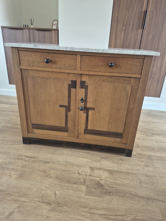 Image 1 of Art Deco cabinet with marble top - 1920s to 1930s