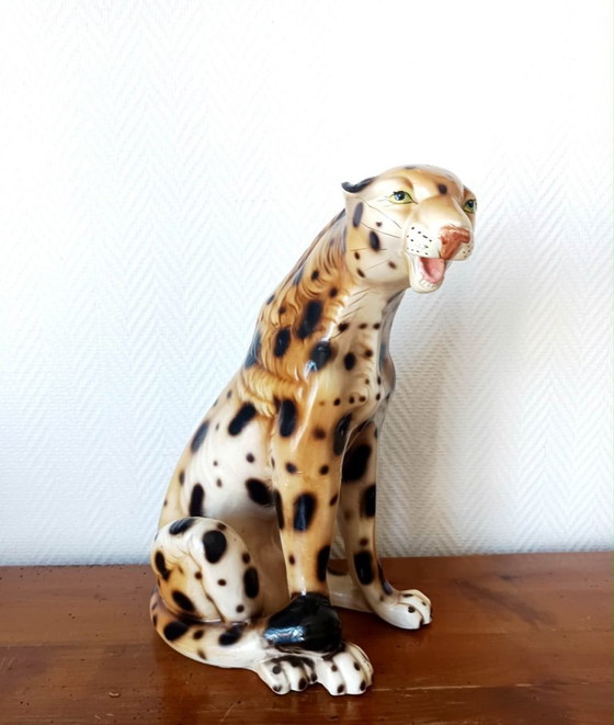 Image 1 of Vintage ceramic leopard, Italy 1970