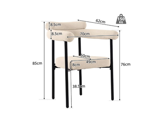 Image 1 of Set di 6 sedie in velluto - con braccioli - Beige