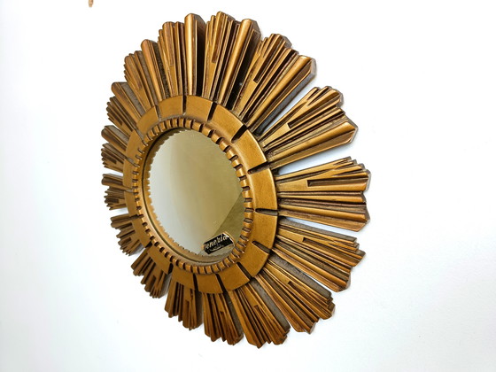 Image 1 of Vintage Golden Sunburst Mirror, 1960s