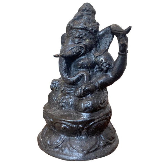 Robusta Statua Antica in Bronzo di Ganesha – Bifacciale – India del Sud – 13.5 cm – Sculture, Bronze (photo 8 of 9)