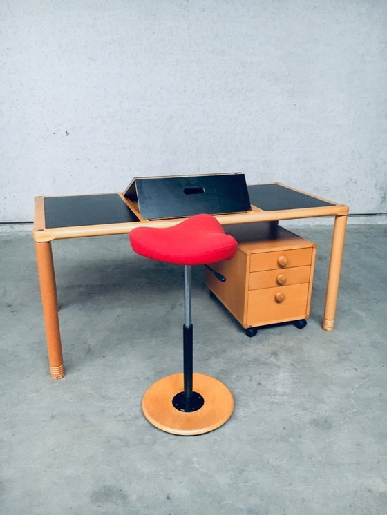 Image 1 of Scandinavian Ergonomic Design Writing Desk and Stool, Stokke 1980's