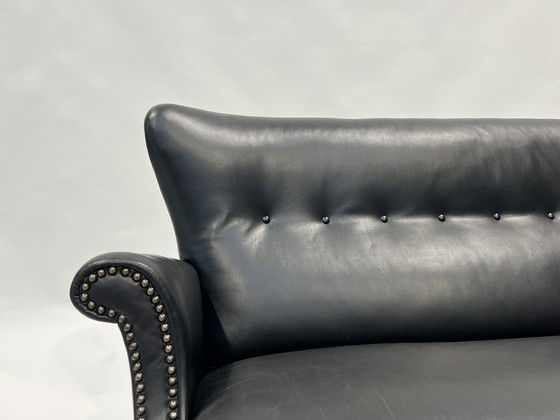 Image 1 of Black Danish Vintage Leather Cocktail Sofa