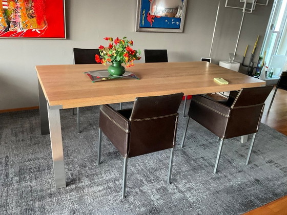 Image 1 of 4 Sillas de comedor KFF, cuero marrón oscuro