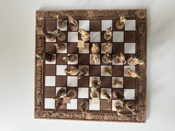 Image 1 of Jeu d'échecs en pierre naturelle, pièces grecques de haute qualité.