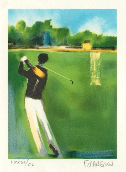 François D'ARGUIN Petite suite : au golf Signed lithograph 1994