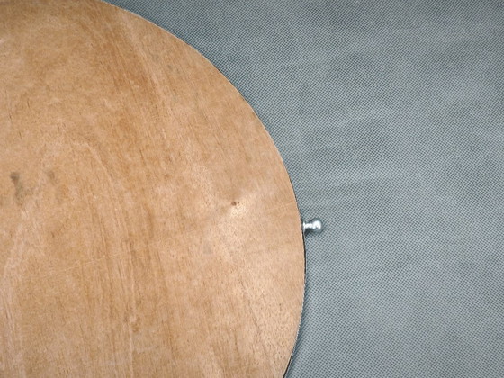 Image 1 of Rundes Serviertablett im Art-Deco-Stil aus Chrom, Glas und Holz, Tschechoslowakei, 1930er Jahre