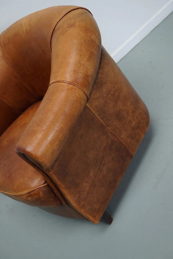 Image 1 of Vintage Nederlandse cognackleurige leren clubfauteuil