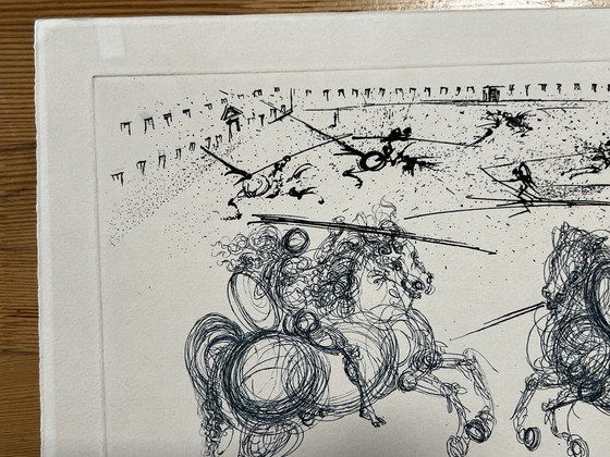 Image 1 of Salvador Dalí, Les Cavaliers Bleus, 1969, Signed Plate Etching, Cataloged , Blue