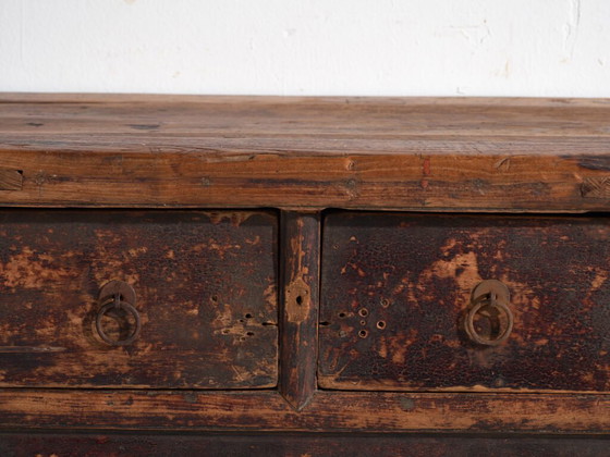 Consolle cinese antica con tre cassetti e patina scura – Cina, circa 1900 – Console (photo 40 of 40)