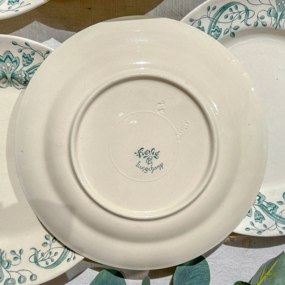 Set of 6 Antique Ironstone Dinner Plates "Figuig" – Longchamp, 19th Century – Crockery (photo 11 of 11)