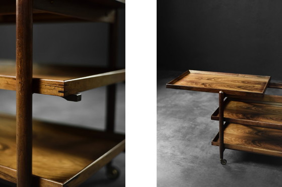 Image 1 of Chariot de service Ph23/2 en palissandre de Poul Hundevad, Mid Century Danish Modern, 1960s