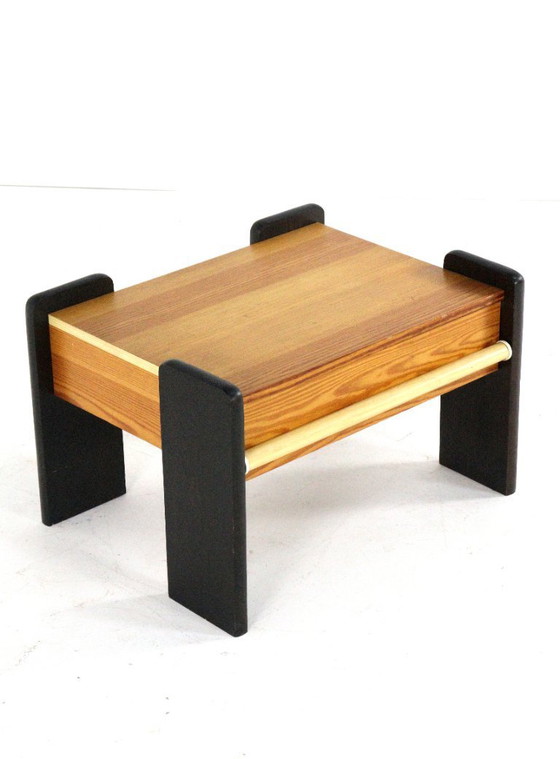 Image 1 of Set of 2 pine bedside tables vintage brutalist