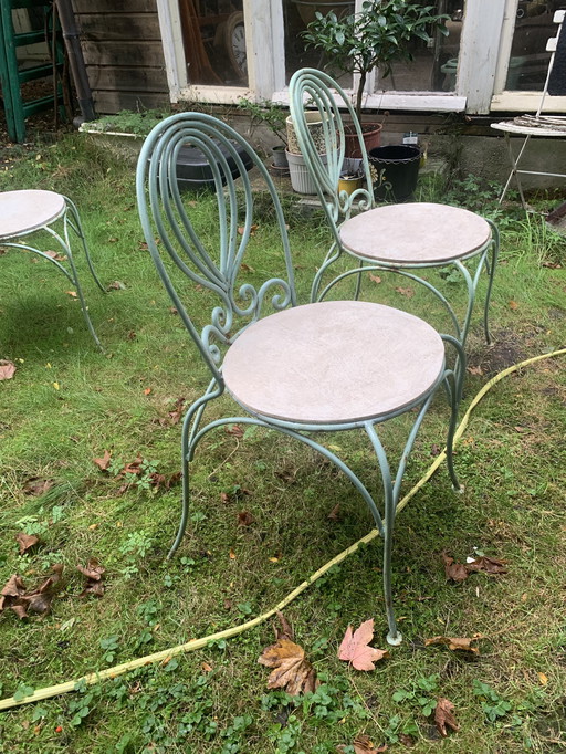 Sedie da giardino/tavolo in ferro battuto italiano antico