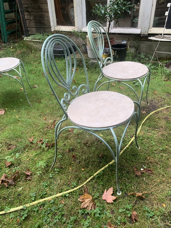 Image 1 of Antike italienische Garten-/Tischstühle aus Schmiedeeisen