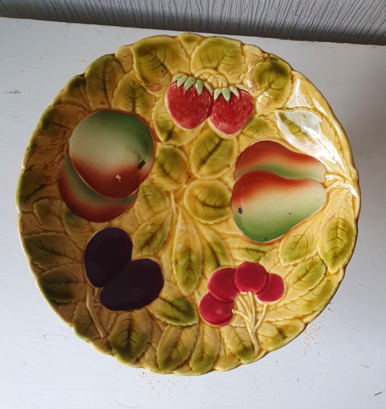 Sarreguemines Fruitschaal Majolica Op Voet Ca 1900 – Tafelaccessoires, Ceramic (photo 4 of 13)