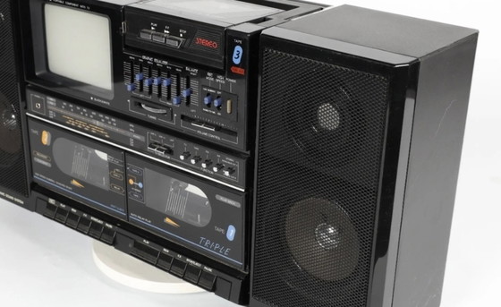 Image 1 of Rare Radio Triple cassette Vintage TV Tensai Ghetto-Blaster Boombox 90's