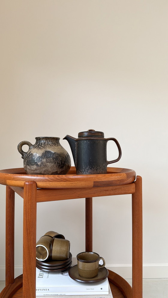 Image 1 of Vintage Deense teak houten ronde trolley / serveerwagen 