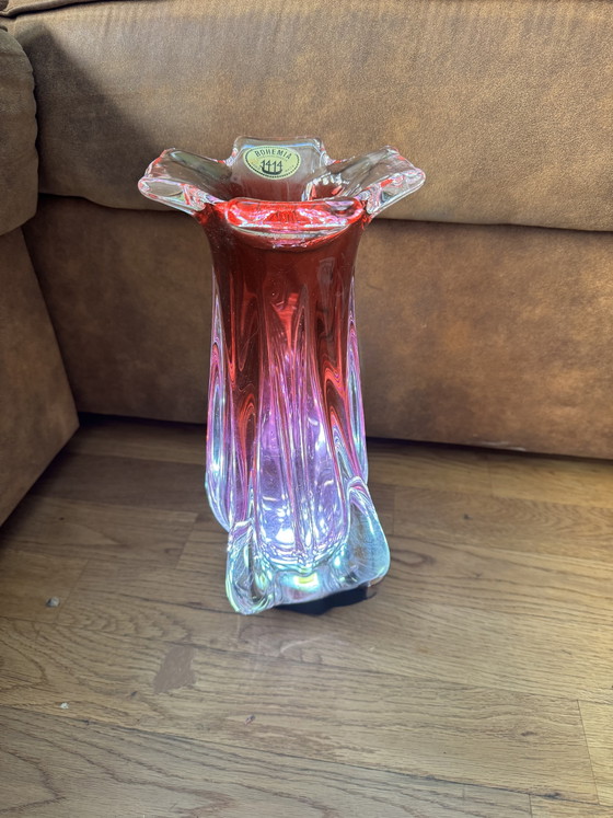 Image 1 of Vaso vintage "Tulipano" in vetro artistico boemo - Josef Hospodka per Chřibská Sklárna (anni '60)