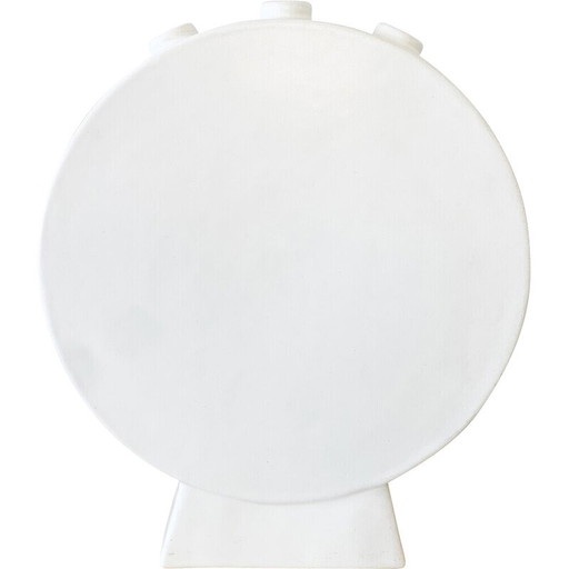 Vase tulipe vintage en céramique blanche par Pol Chambost, France 1940s