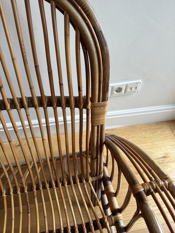 Image 1 of rotan comfortabele fauteuil, vintage retro, Rohé Noordwo