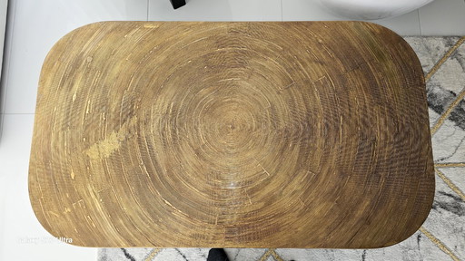 Couchtisch lova creation aus Bronze mit Baumstammeffekt