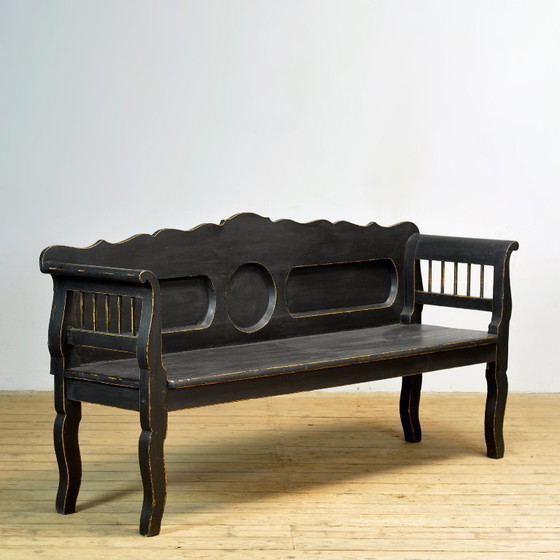 Image 1 of Antieke grenen bank, jaren 1900