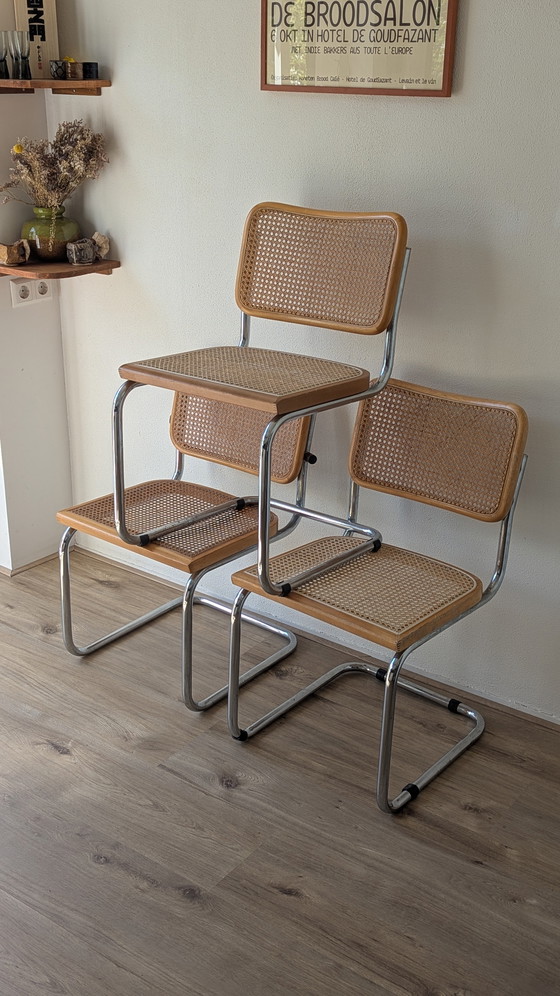 Image 1 of Set aus 3 Marcel Breuer Rattanstühlen B32