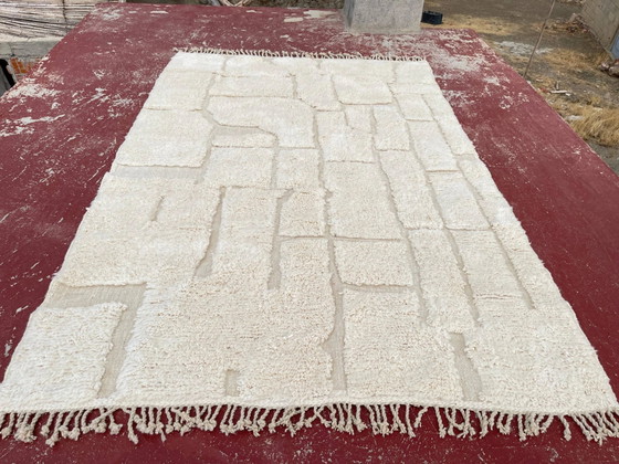Alfombra bereber marroquí en crudo 300x200 cm – patrón geométrico en relieve – Lana, Algodón, Bohemian (photo 8 of 10)