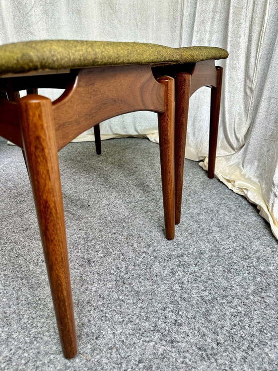 Danish Design, “Sigfred Omann, Ølholm” Poggiapiedi e pouf, Teak, Mid Century, Ølholm Møbelfabrik, Legno, Verde (foto 2 di 11)