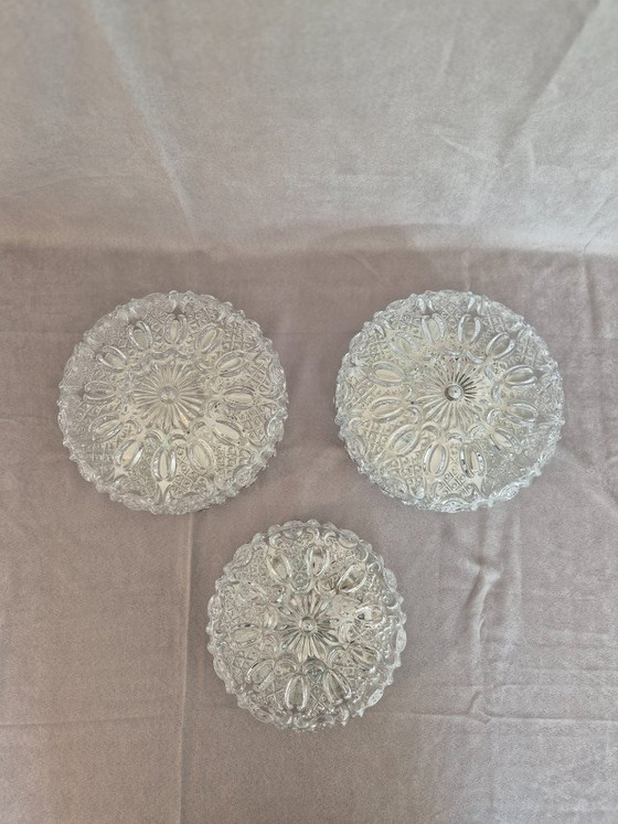 Image 1 of Paire d'appliques/plafonniers encastrés en verre texturé Glashütte Limburg 2485, Allemagne, années 1960-1970